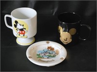 VTG Disney Mickey Mouse Mugs & Ash Tray