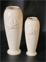 VTG Lenox Embossed Rose Vases - 2 Sizes