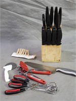 Knife Block w Stainless Knives & More