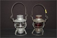 2pc NYCS Railroad Lantern w/ red globe