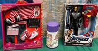 11 - DELUXE DOLL OUTFIT, DISNEY THERMOS, AVENGERS
