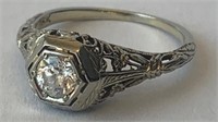 Vintage 18k W Gold w Diamond Ring $3800 Appraisal