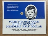 14 Karat Gold JFK Mini Half Dollar-1993