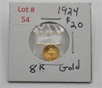 8k Gold Miniature Saint Gaudens $20 Gold Piece