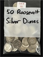 50 Roosevelt Silver Dimes (Pre 1964)