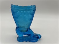 Vintage Blue Glass Tall Boot Figurine