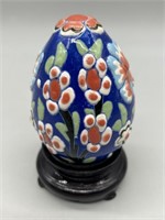 Vintage Porcelain Egg w/ Raised Flower Design