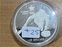 1988 Cdn $20 Calgary Olympics Silver Curling