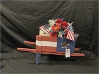 Decorative Patriotic Wheelbarrow with Flowers