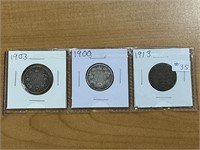3- Cdn $.25 Cents Coins (1900, 1903, 1913)
