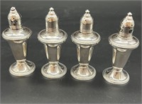 4 STERLING SILVER SALT & PEPPER SHAKERS (WEIGHTED)