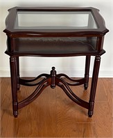 POWELL FURNITURE GLASS TOP CURIO TABLE