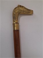 Brass Horse Head Handle Walking Stick