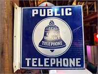 11 x 11” Old Wall Mount Public Telephone Sign