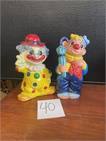 VTG clown banks 1 rubber 1 ceramic
