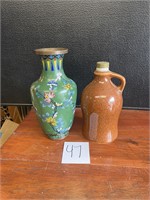 Chinese Cloisonne vase & ceramic jug