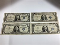 Four 1957 $1 United States Silver Certificates
