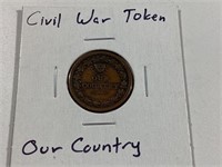 1963-64 Civil War Token Our Country