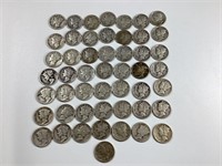 50 Silver Mercury Dimes