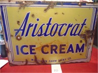 Aristocrat Ice Cream Woodlawn Farm Dairy Co Sign