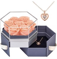ARTIFICIAL ROSES WITH NECKLACE IN HEXAGON CASE,