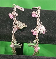 2 princess pals pink beaded charm bracelets