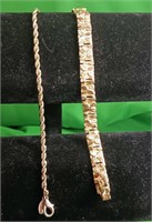 2 Gold Toned Bracelets   8" Long & 7" Long