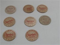 Vtg Eight Sambo's 10c Cup Of Coffee Wooden Tokens