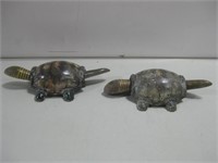 Two Tin Turtle Decor/ Toys Largest 5.25"