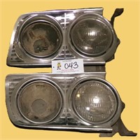 A pair of 1963 Ford fairline headlight assemblys