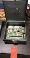 Money box with play money