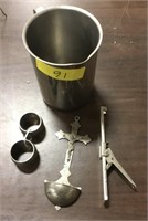 Stainless pitcher, crucifix with holy water f