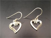 Sterling Silver Marcasite Heart 0,5" Earrings
