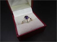 Marked .925 Amethyst Heart Ring Size 7