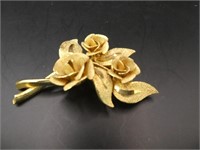 Coro Gold Tone Rose 2.25" Brooch