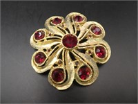 Red Gemstone 2" Brooch