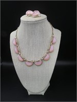 Coro Pink Luclite Necklace & Earrings