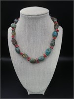 Turquoise & Coral 16" Necklace