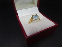 18 K Gold Plated Aquamarine Ring Size 7