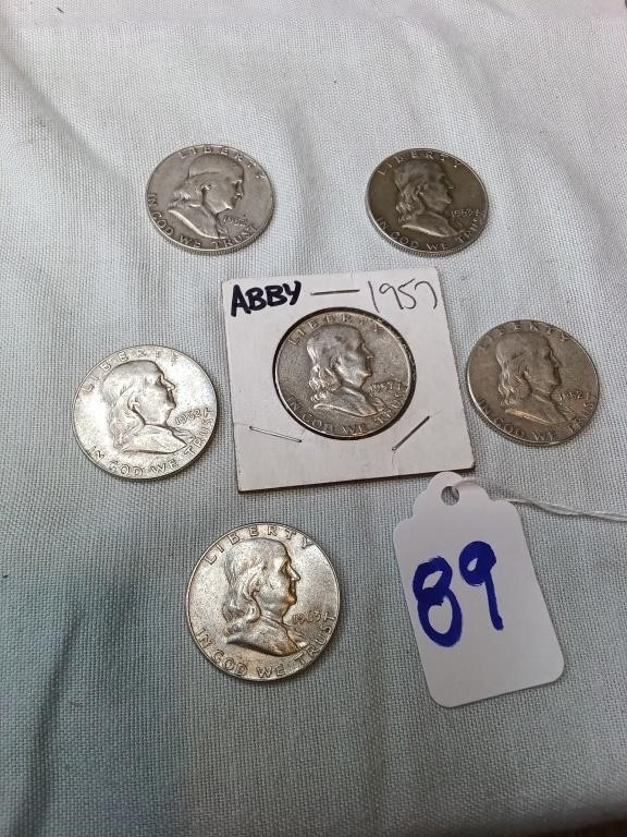 6 FRANKLIN HALF DOLLARS