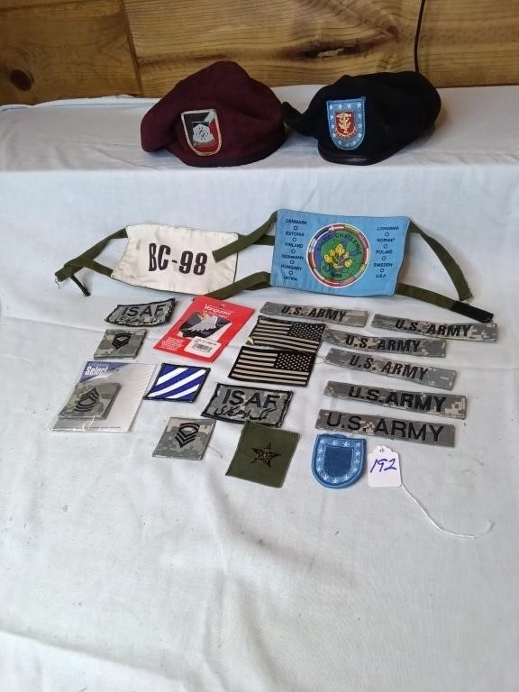 MILITARY VELCRO PATCHES AND BERETS