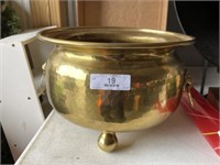 Large Brass Footed Planter