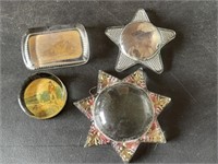 4 Old Glass Paper Weights