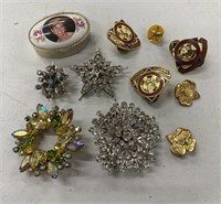 Group of Vintage Pins, Brooches, and More