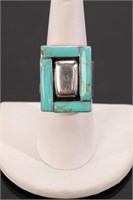 HUGE STERLING SILVER & TURQUOISE RING