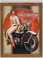 Framed 18x24” Harley-Davidson Race Girl Puzzle Art