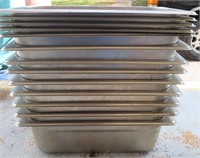 Thirteen (13) Stainless Steel Steam Table Pans