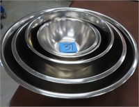 (5) Stainless Steel Mixing Bowls, Largest is 18.5"