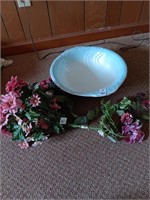 Wash bowl w/ artificial flowers