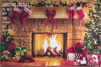 backdrop christmas fireplace vinyl 12x11